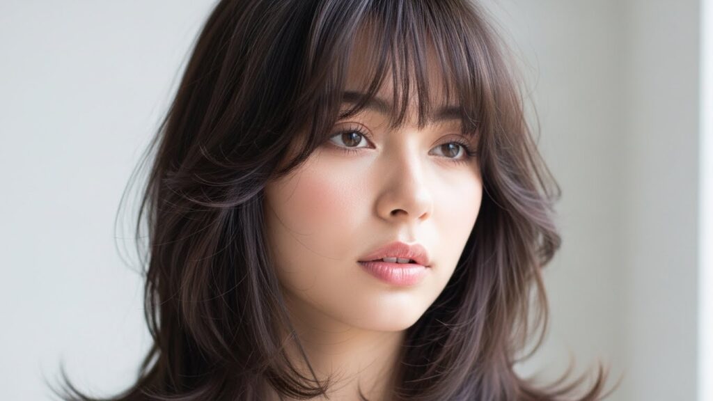 Layered Hair with Wispy Bangs