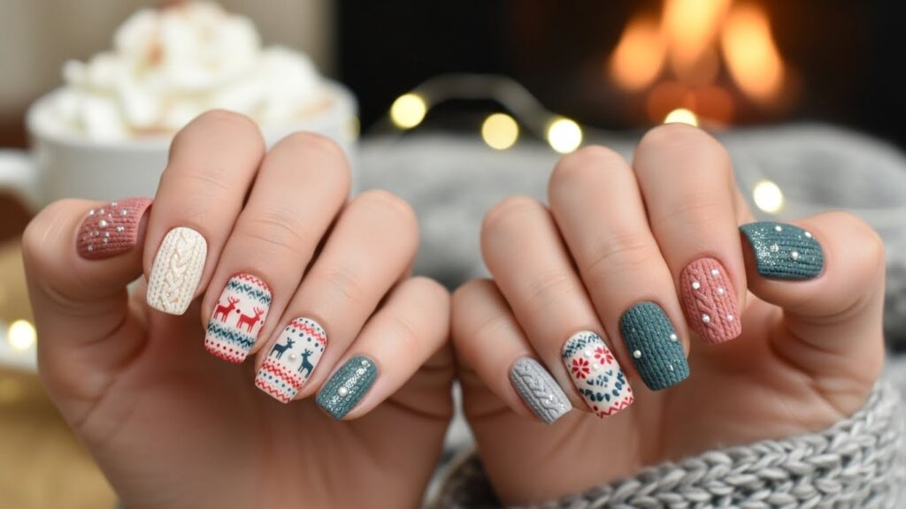 Sweater Texture Gel Nails