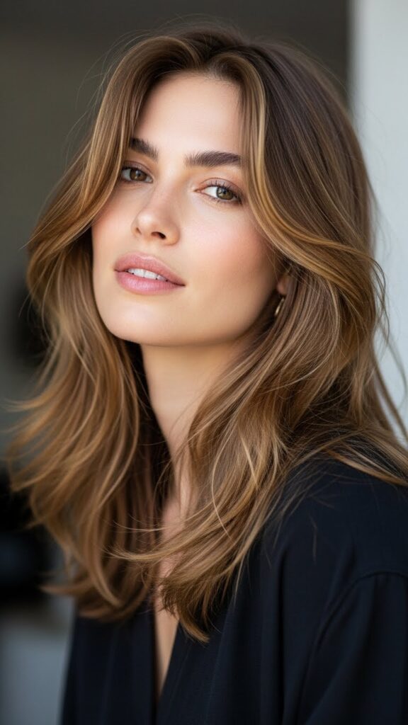 Elegant butterfly haircut with flowing layers and natural movement