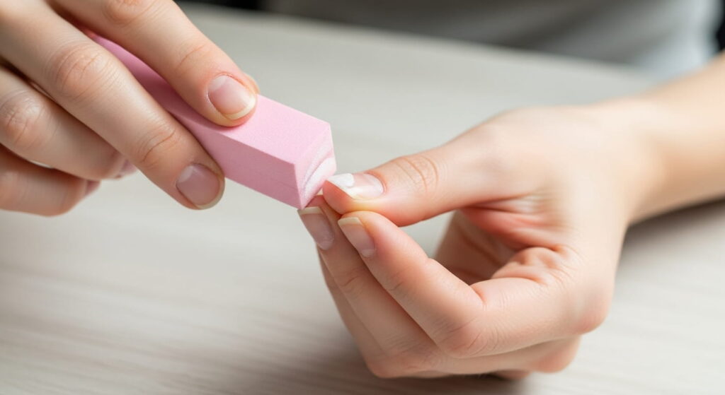 Buffing nails after removing gel polish