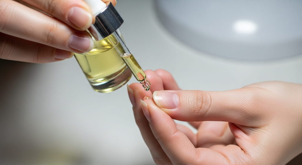 Applying cuticle oil after gel nail polish removal