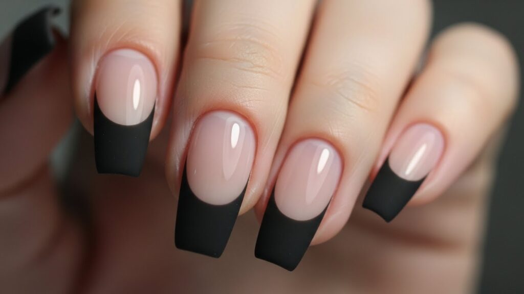 Silver glitter French tip nails