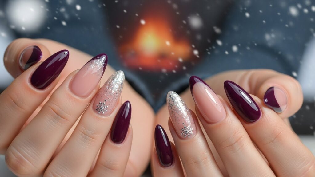 Deep violet French tips for winter.
