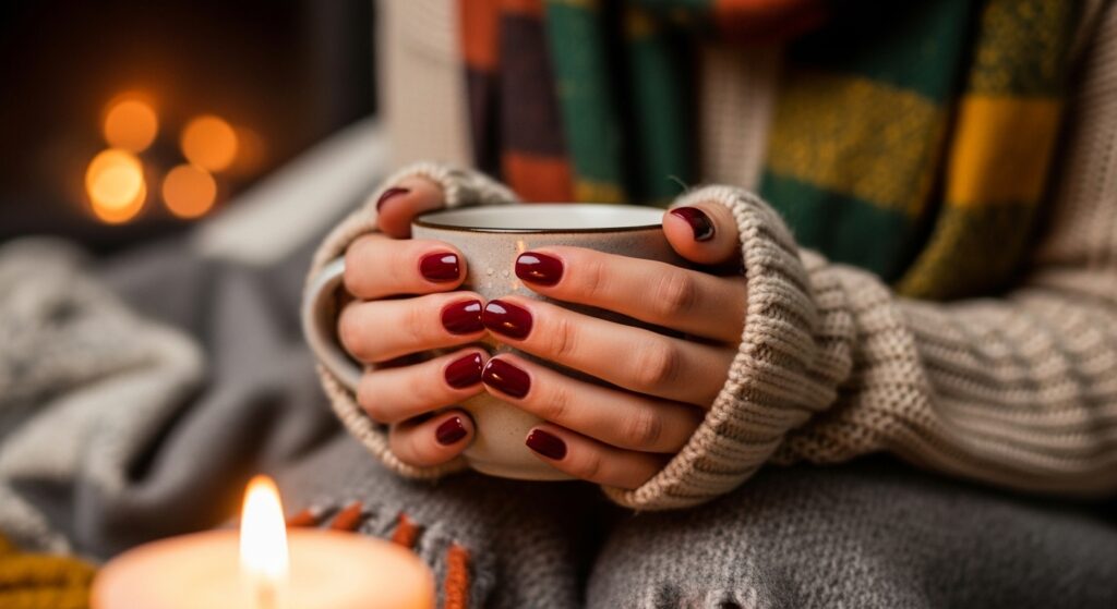 Burgundy Gloss Short Nails