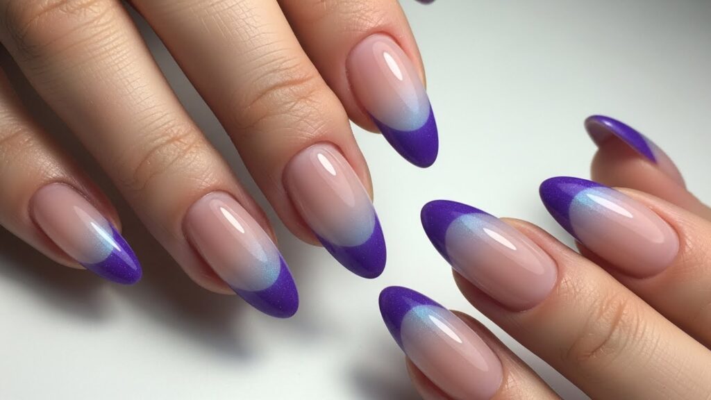 Violet ombre French manicure