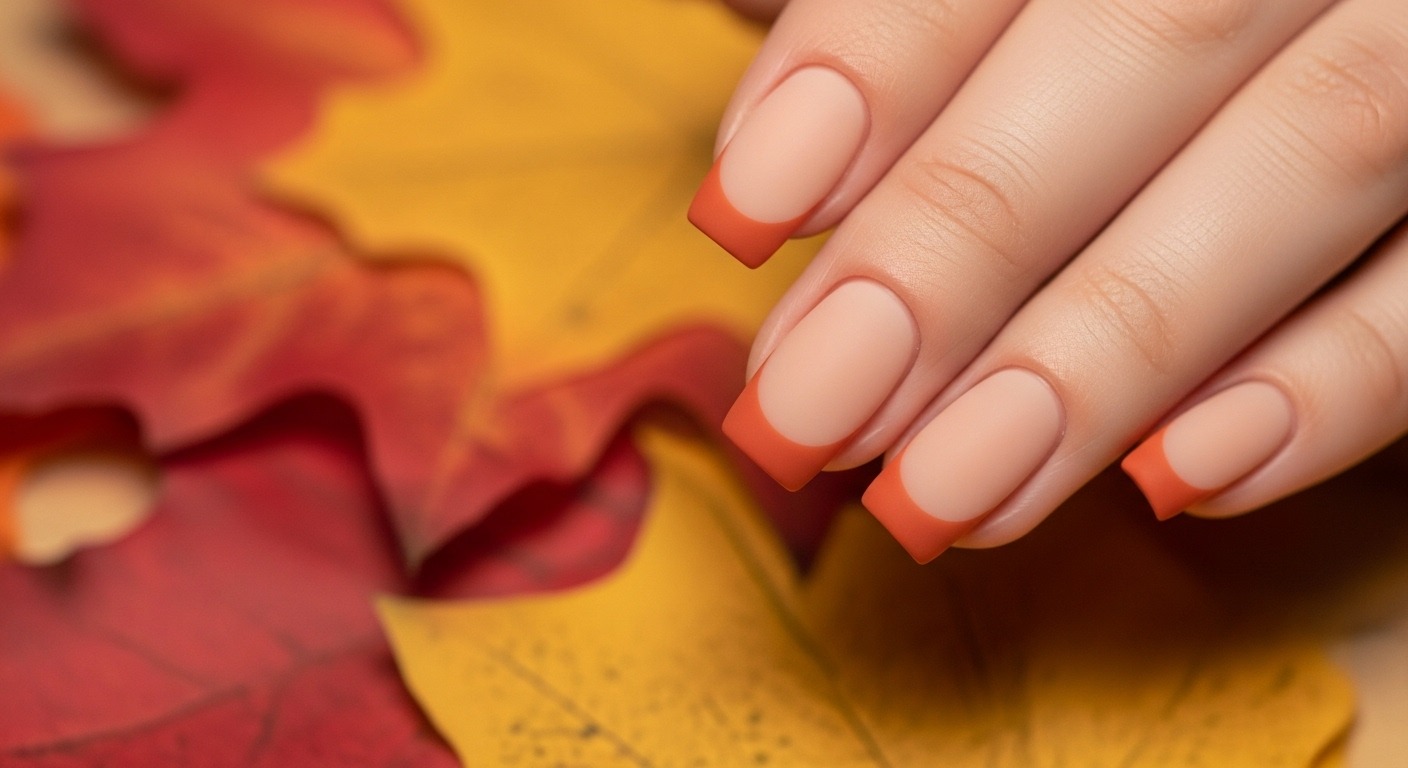 Elegant fall ballerina nail designs 2025 featuring burgundy, caramel nude, burnt orange French tips, forest green, gold foil, chocolate matte, and maple leaf accents.