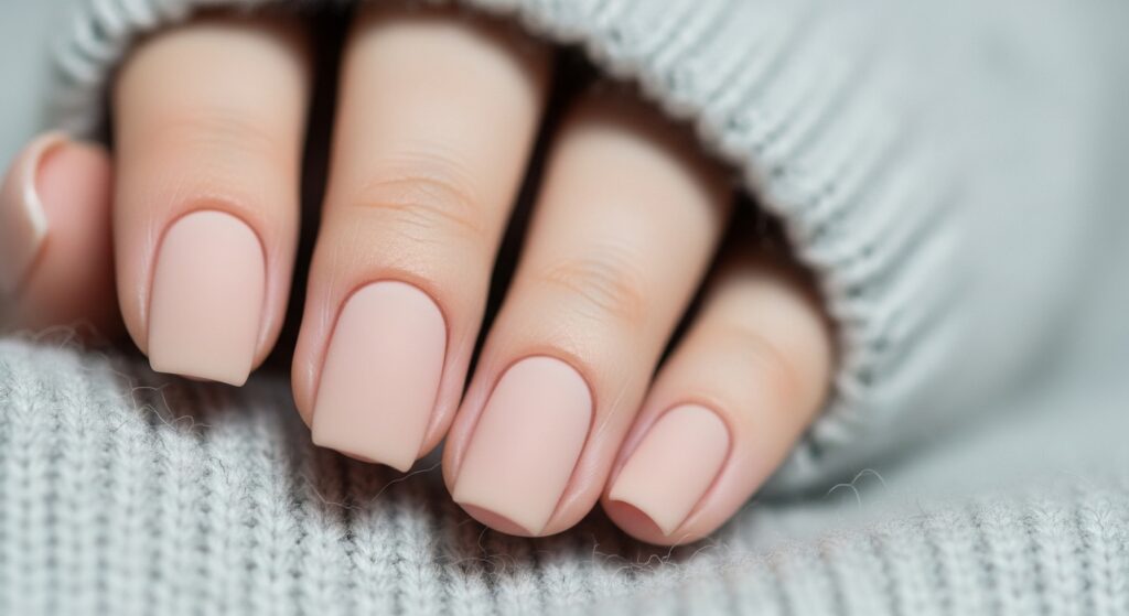 Winter Nude Short Nails