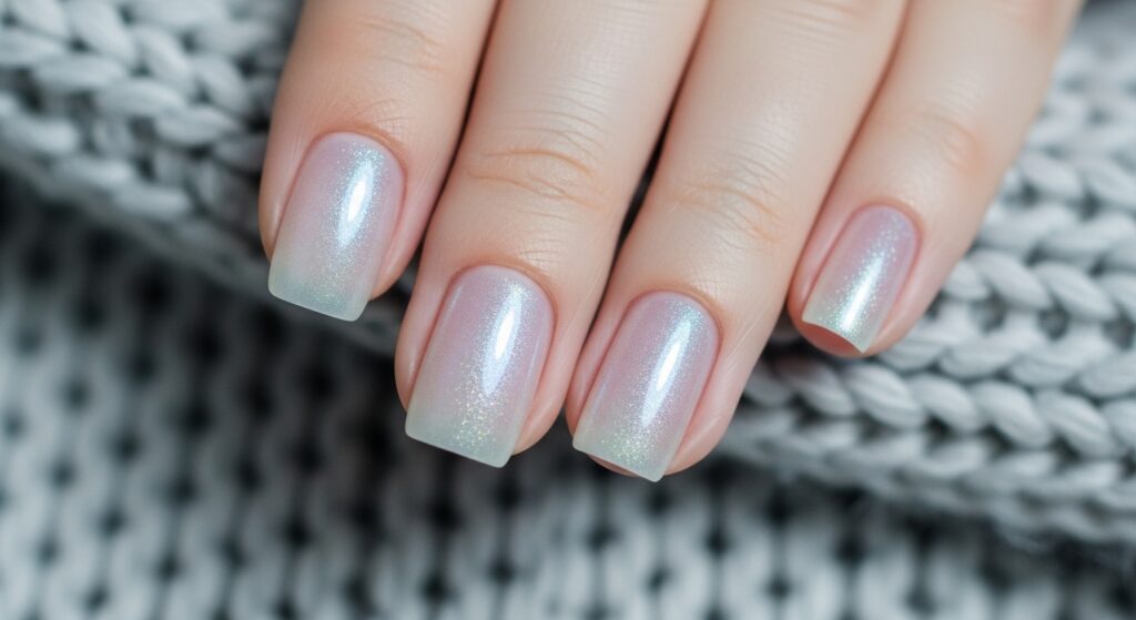 Frosted Pearl Short Nails