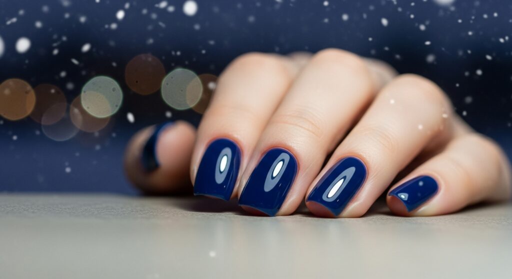 Navy Blue Short Nails