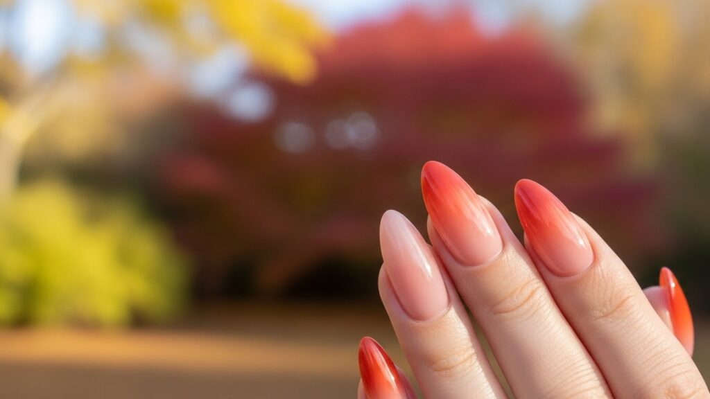 Caramel brown almond nails for fall 2025