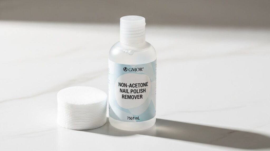 Non-acetone nail polish remover and cotton pads.