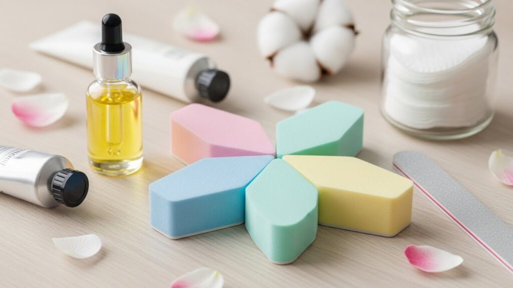 Nail buffer block used to smooth and shine natural nails.