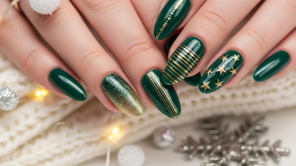 Green Christmas Gel Nails