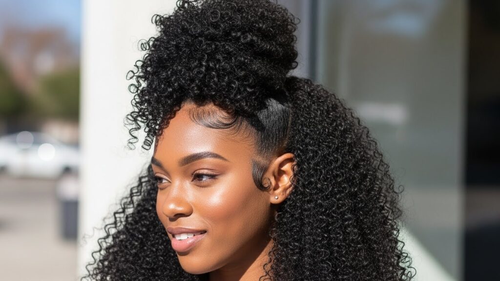  Curly Half-Up Puff