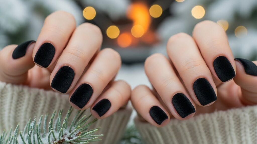 Black velvet textured nails.