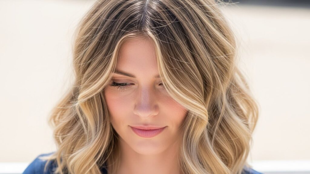 Woman with soft beach waves and natural textured hair