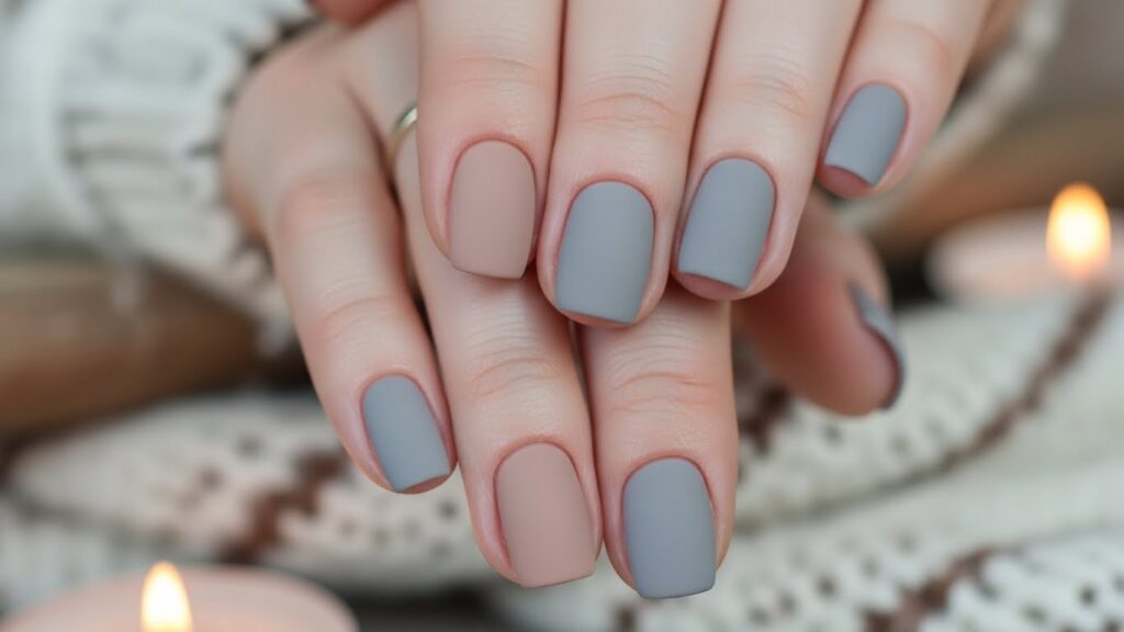 soft grey and light chocolaty brown