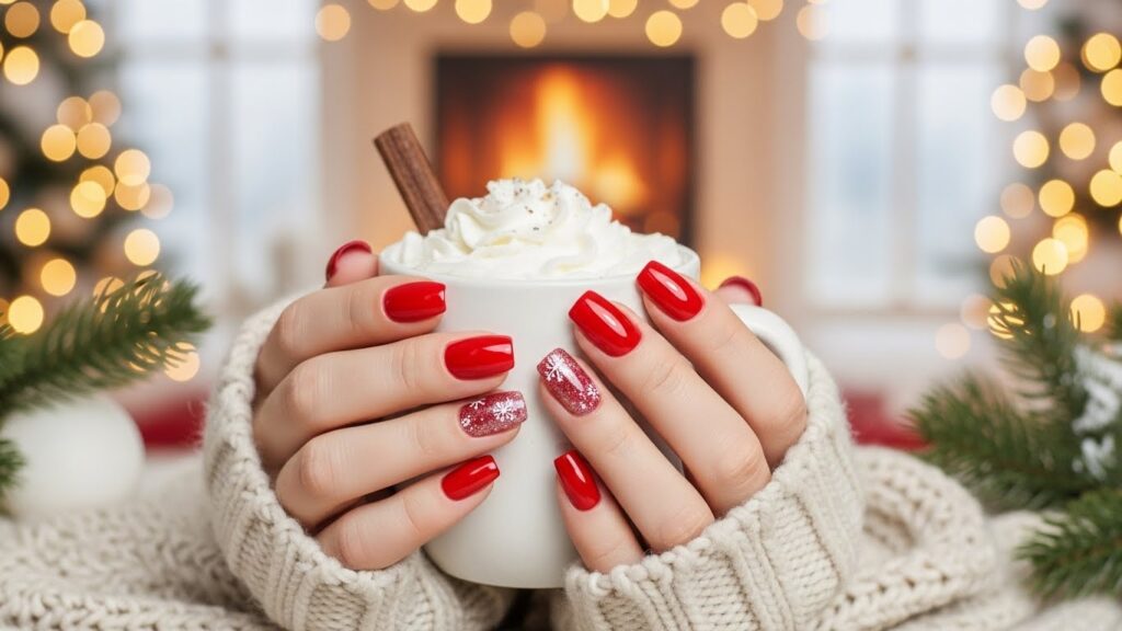 Classic Red Christmas Gel Nails