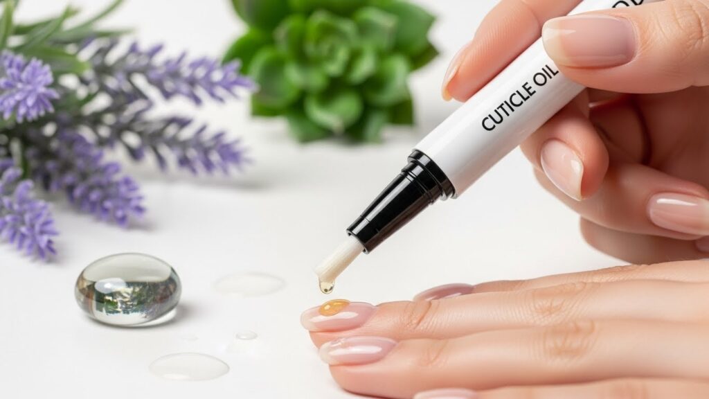 Cuticle oil pen used for moisturizing nails and cuticles.