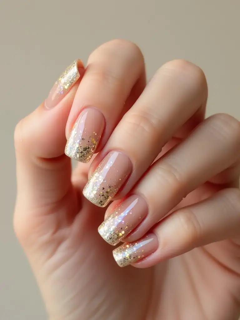 Confetti glittered nails