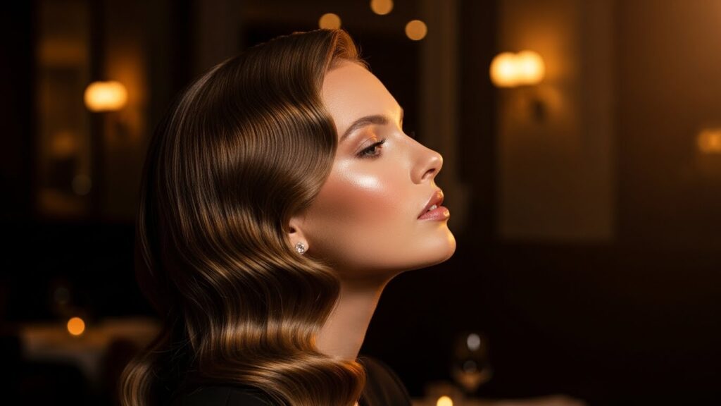 Voluminous blowout hairstyle for a glamorous night out