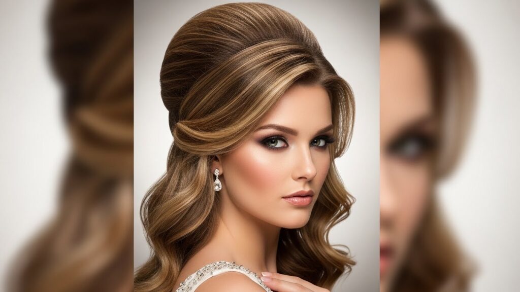 Half-up glam hairstyle with curls for night events