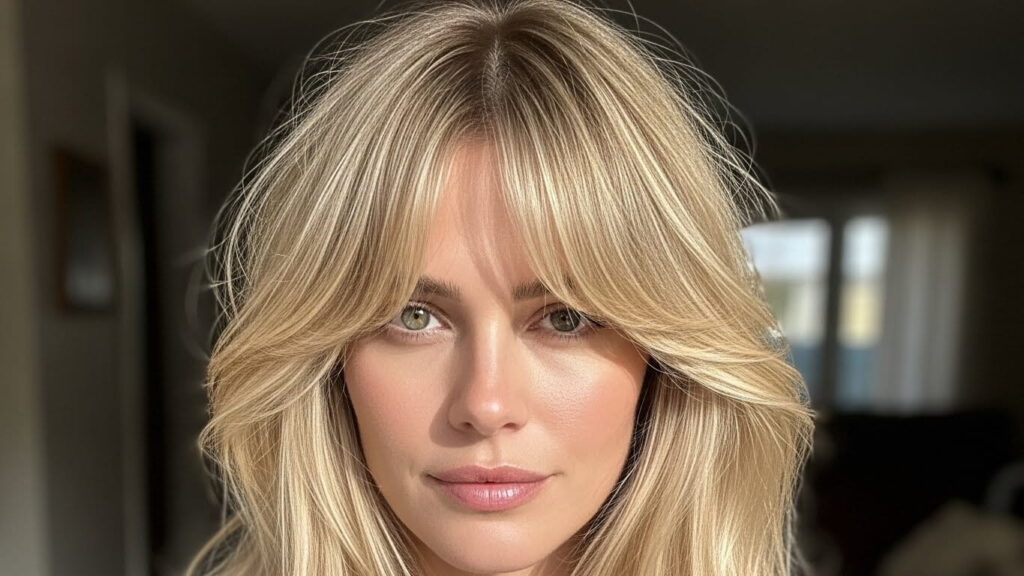 U cut blonde layered haircut for long hair