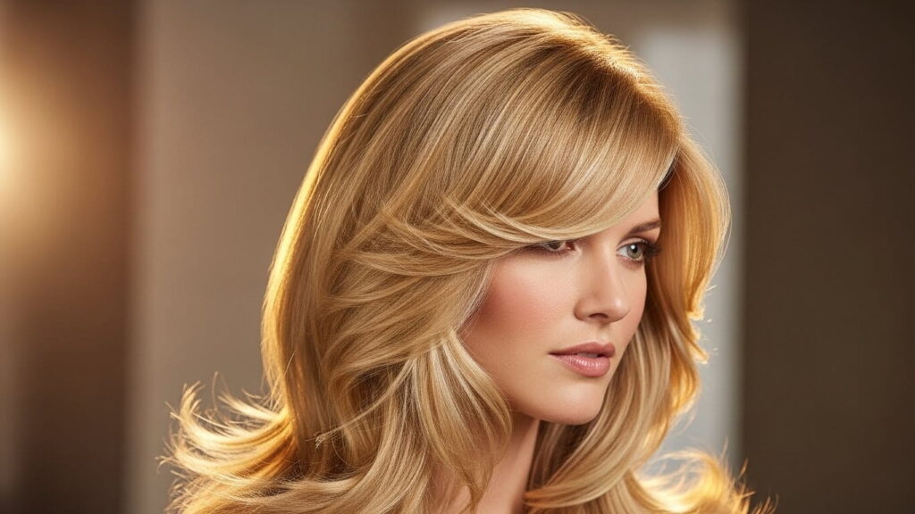 Platinum blonde long layered haircut