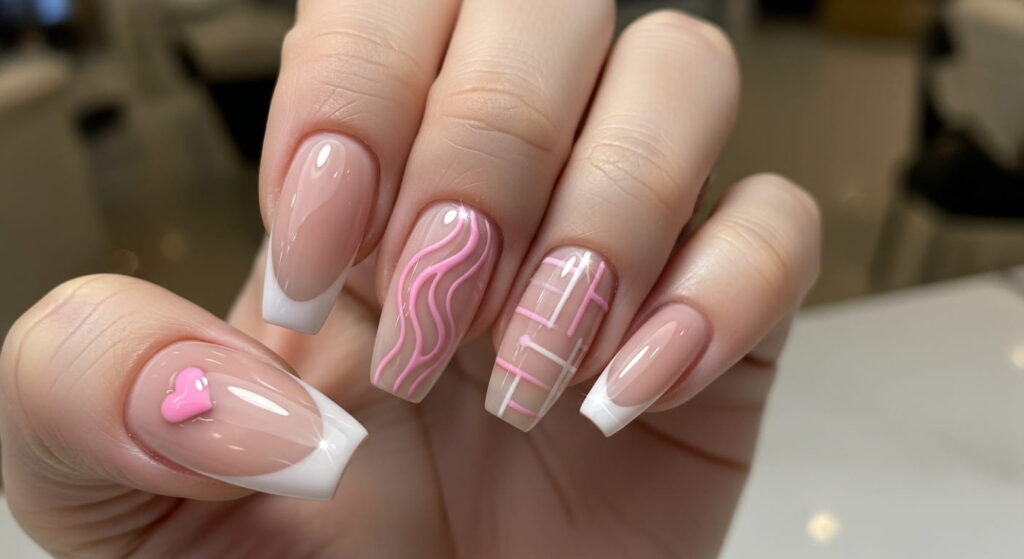 Cute nail designs with heart details
