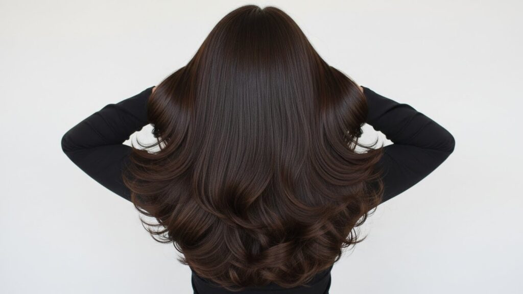 U-shaped haircut for thick hair with layers that remove bulk