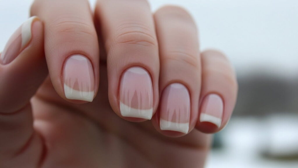 Glossy clear simple winter nails 2026