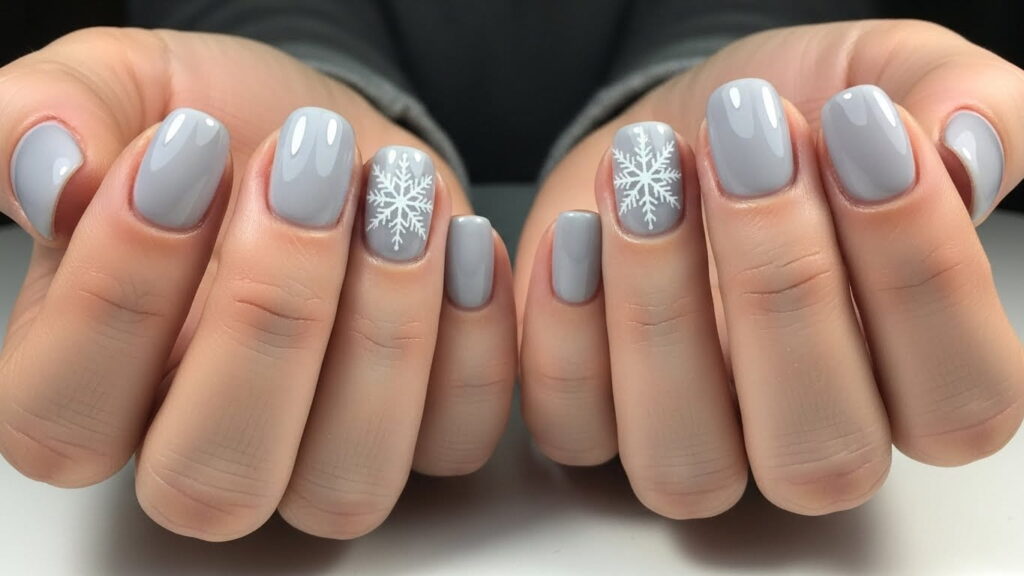Light grey simple winter nails