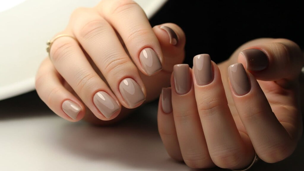 Taupe simple winter nails 2026