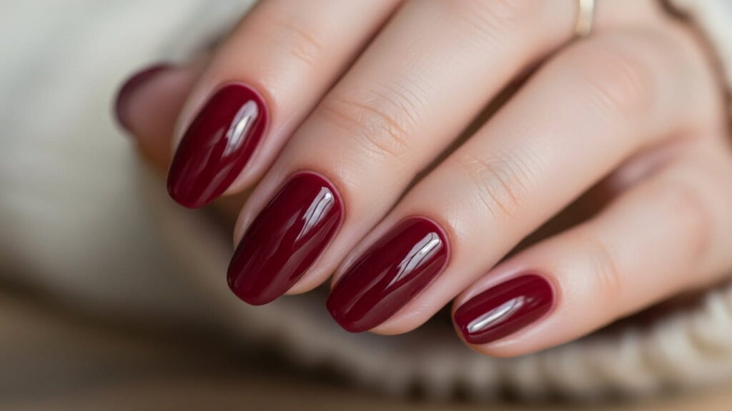Burgundy simple winter nail ideas