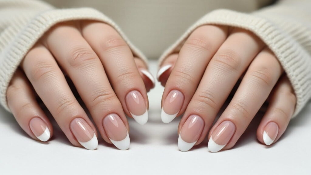 Simple french tip winter nails 2026