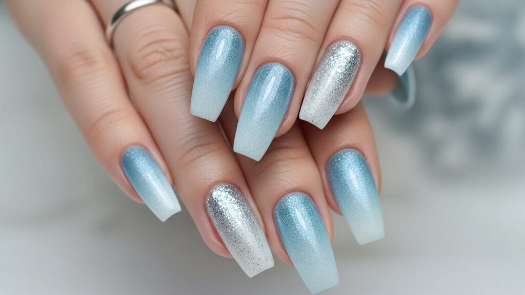 Icy Blue Coffin Nails