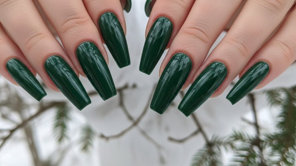 Forest Green Coffin Nails